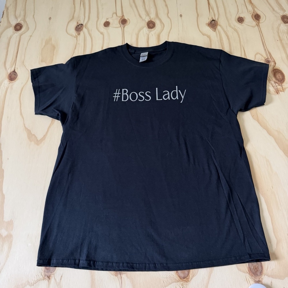 BOSS LADY T-Shirt Funny Humor Text Novelty Tee Size XL Black